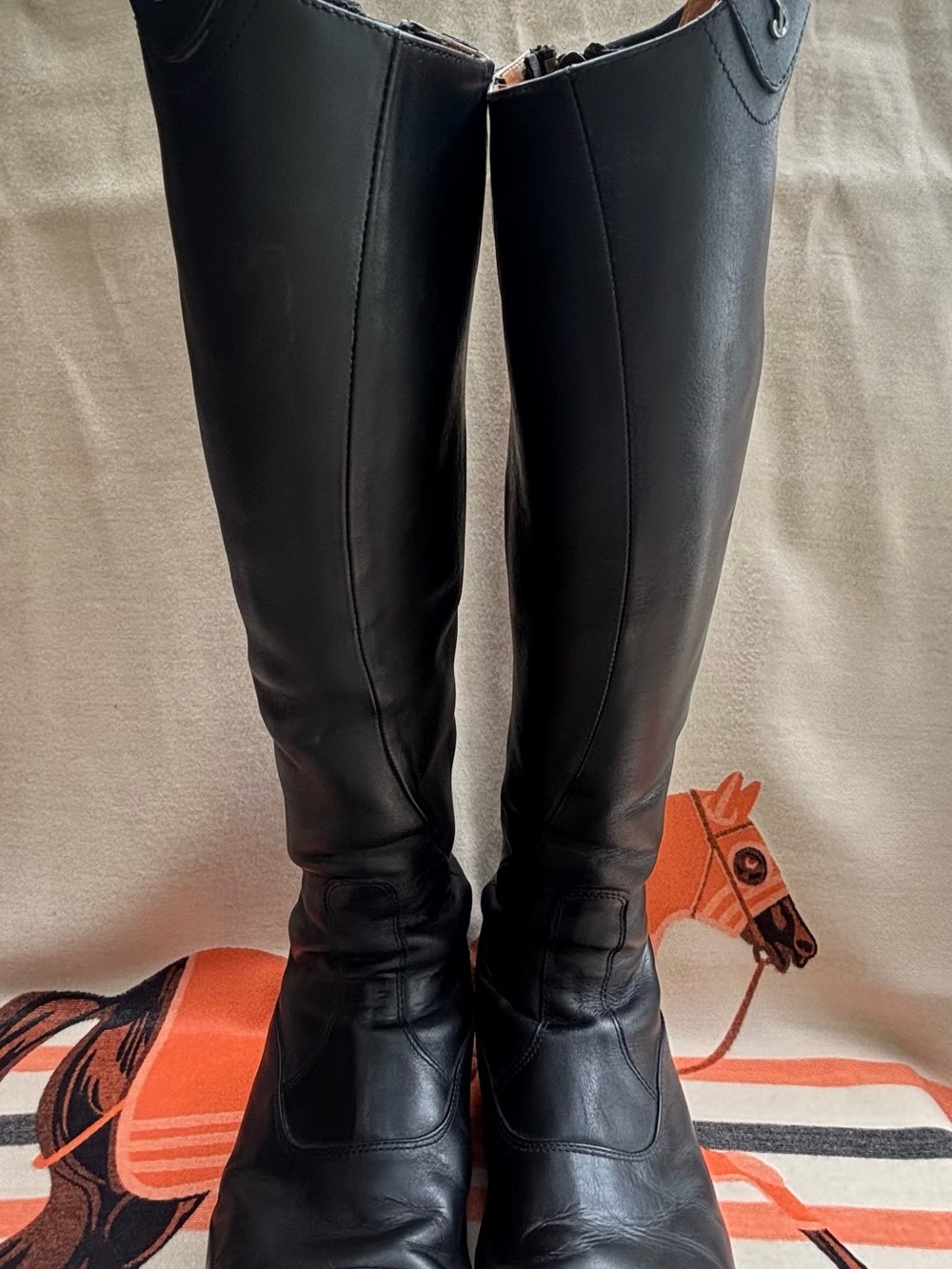 Black Knee-High Heeled Riding Boots